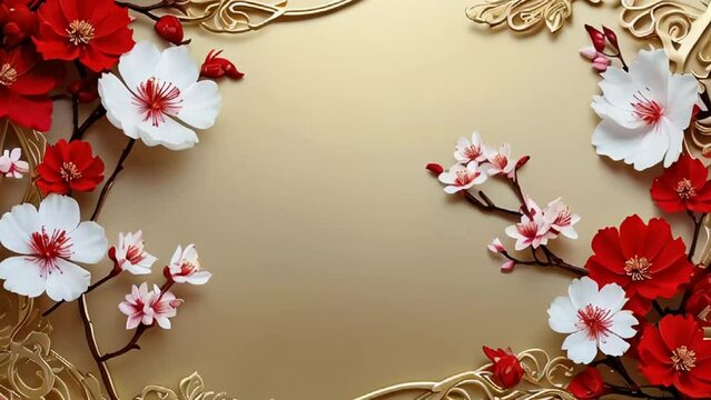 beautiful flowers, golden, Chinese style