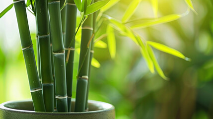 Close-up of a lucky bamboo plant in a pot