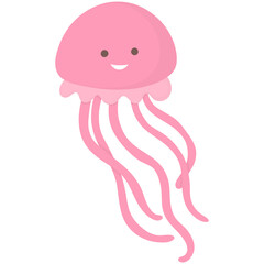Pink squid cartoon illustration 