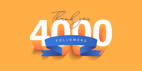 Thank you 4000 followers illustration template design