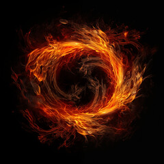 A swirling ring of fire, with vibrant flames, fireball