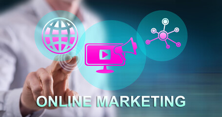 Man touching an online marketing concept