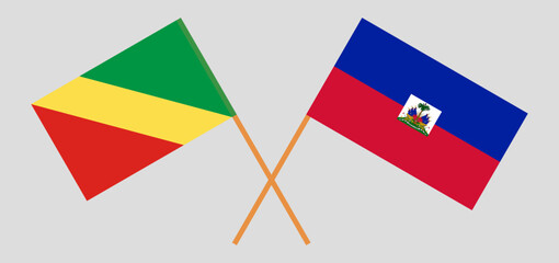 Crossed flags of Republic of the Congo and Haiti. Official colors. Correct proportion