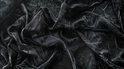 Wrinkled Concept Black Textured Jeans