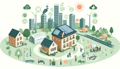 Illustration of climate change impact on urban energy-saving activities