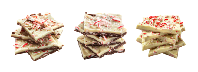 White Chocolate Peppermint Bark Pieces Isolated on Transparent Background