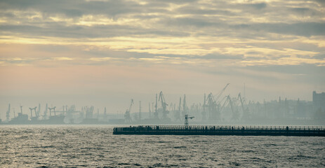 smoke after the explosion in the seaport war in Ukraine