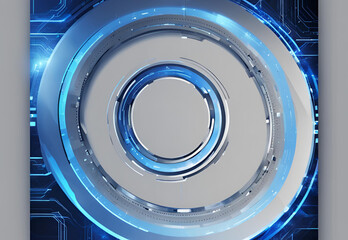 Futuristic blue circular technology lines on dark background.AI generated
