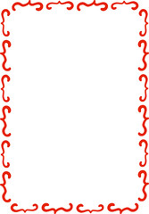 Decorative elegant vector frame of repeating squiggles. A clipart element in hand-drawn style. Isolated decoration in red color. Suitable for wedding or birthday invitation, poster, menu, greeting car