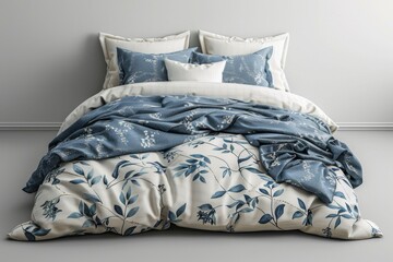 Bed linen set in blue and white