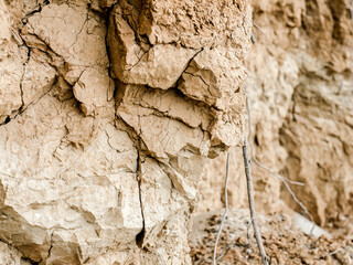 texture of the clay surface of the mountain