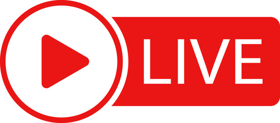 Live streaming icon . Live broadcast video broadcasting icon. Red button sign for news, shows, video, TV, movies. Vector illustration .