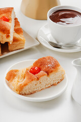 hot chocolate and catalan coca de sant joan