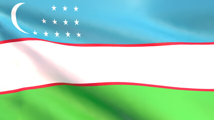 3D render - flag of Uzbekistan waving in the wind