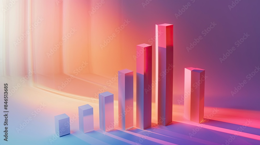 Poster Beautiful stacked bar graph with soft gradients and shadow effects