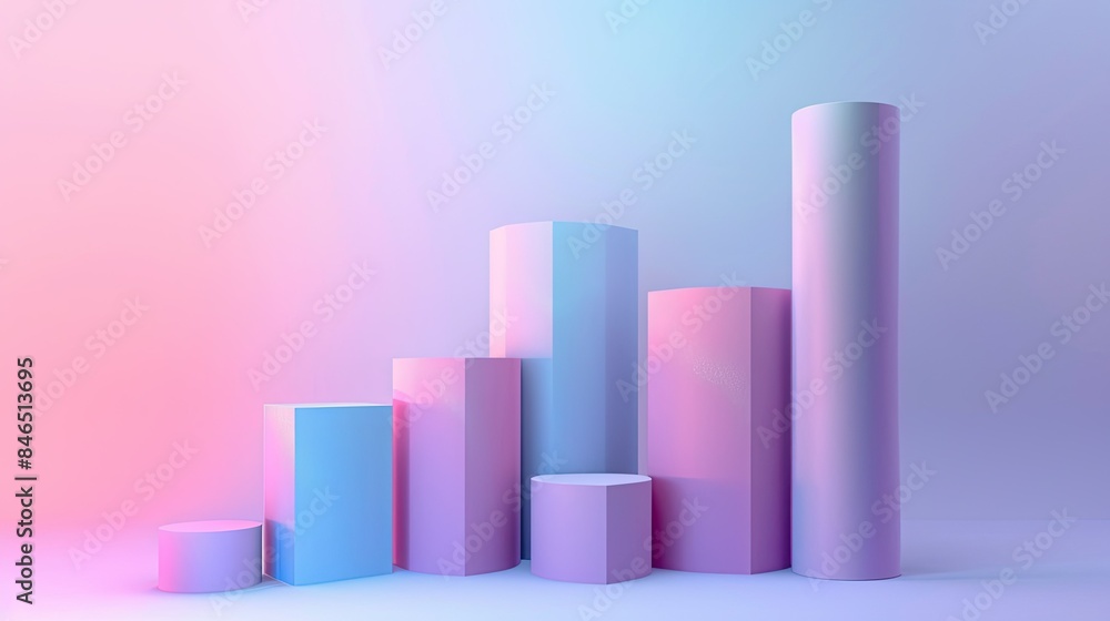 Poster beautiful stacked bar graph with soft gradients and shadow effects