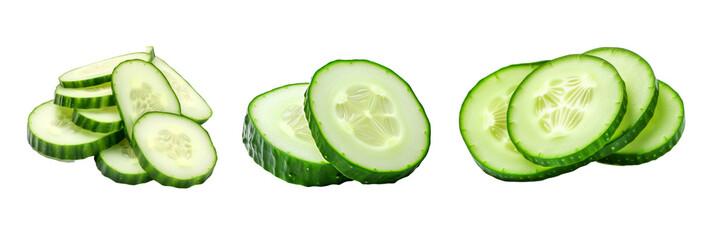 Sliced cucumber isolate on transparent background