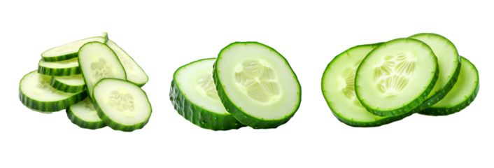 Sliced cucumber isolate on transparent background
