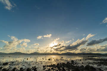 Nature beautiful Light Sunset or sunrise colorful Dramatic majestic scenery Sky with Amazing clouds in sunset sky