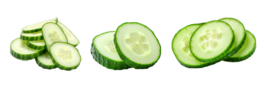 Sliced cucumber isolate on transparent background