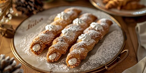 Cannoli siciliani su un vassoio