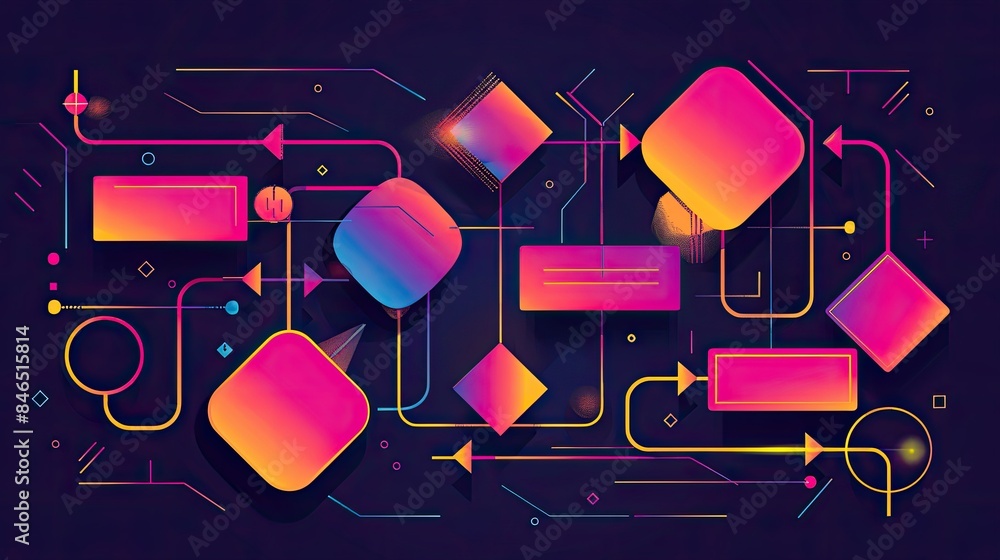 Poster stylish flowchart with arrows and nodes in a modern design