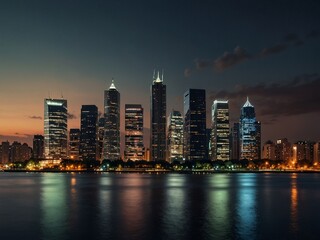 city skyline at night