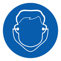 ISO mandatory safety signs ear plug must be worn symbol and pictogram only size 1 x 1 round shape