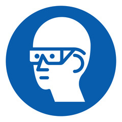 ISO mandatory safety signs eye protection required symbol and pictogram only size 1 x 1 round shape