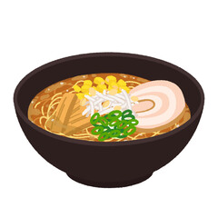 味噌ラーメンのイラスト