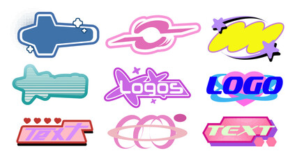 Obraz premium Set of Y2K logo element 