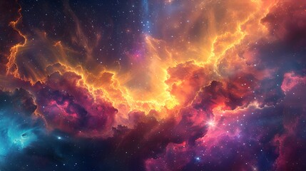 Majestic Spaceship Soaring Above a Captivating Cosmic Nebula