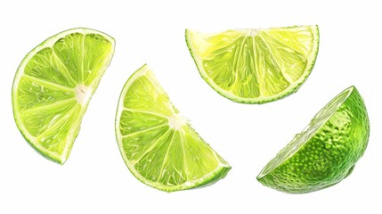 Fresh Lime Slices Isolated on White Background, Generative AI