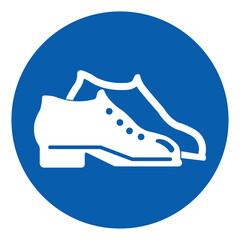 ISO mandatory safety signs wear foot protection symbol and pictogram only size 1 x 1 round shape