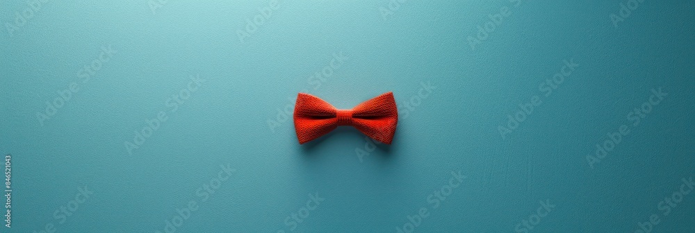 Poster a single red bowtie sits on a teal background, creating a minimalist and stylish image