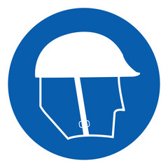 ISO mandatory safety signs wear head protection symbol and pictogram only size 1 x 1 round shape