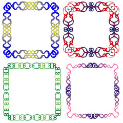 Set of beautiful quadrangular multi-colored frames on a white background