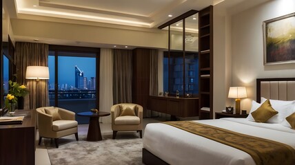 Fototapeta premium luxury hotel room with furniture