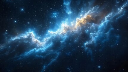 Fototapeta premium A blue and yellow cloud in the sky