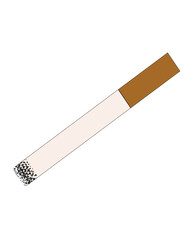 Flat cigarette Isolated white background. Retro CIG with Grunge texture ash. Layout simple vector illustration can used template web tobacco bannerdesign. Editable stroke