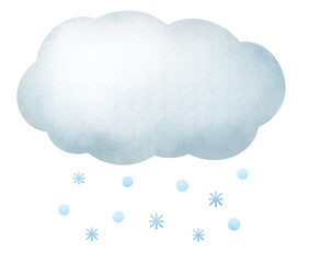 雪雲と雪のマークのイラスト
