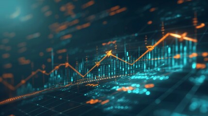 The background of an abstract digital transition arrow chart. Big data and company expansion currency stock and investment economy