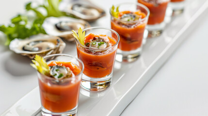 Sophisticated Oyster Shooters with Tomato Juice and Celery