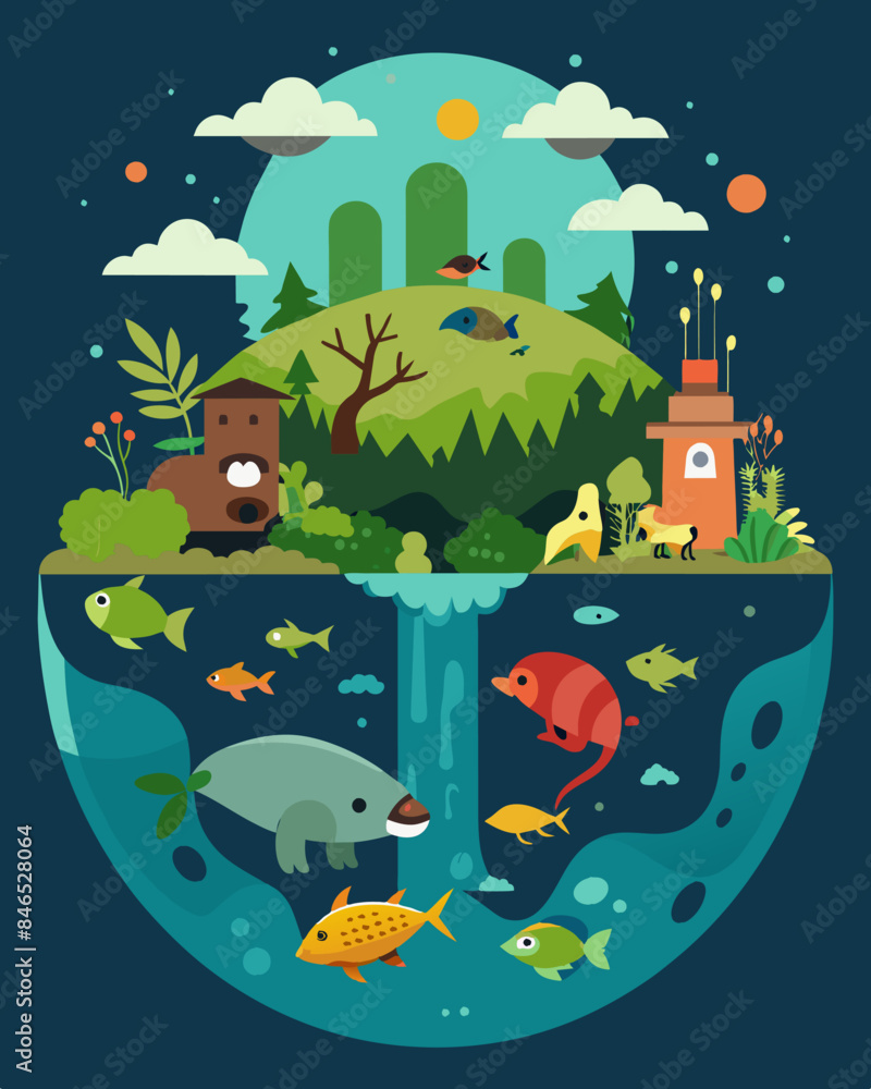 Poster the once diverse and thriving ecosystem is now reduced to a few struggling species unable to survive