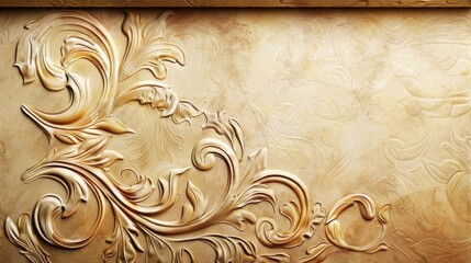 Amber Wood Rectangle with Golden Patterns