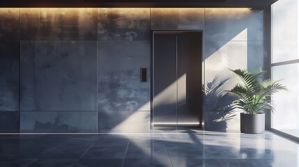 Fototapeta premium Front view of lift door in the modern office