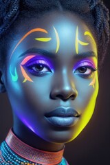 African woman with bright makeup