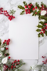 Christmas decorations with blank white paper