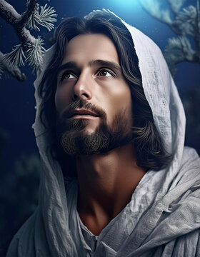 Jes&uacute;s orando en el huerto de los olivos antes de ser arrestado	