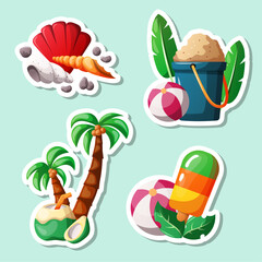 set design summer label illustration